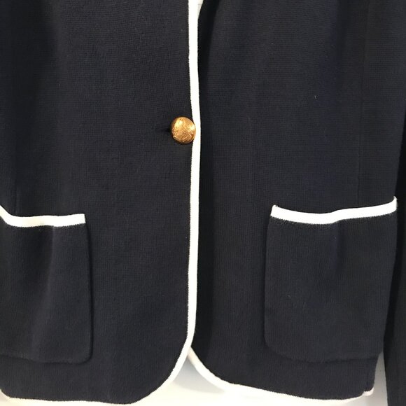 Ralph Lauren sweater knit blazer size M navy crest preppy nautical academia Y2K - Picture 15 of 16